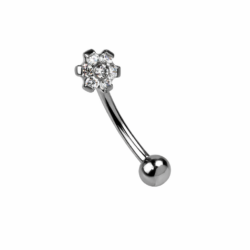 Flower CZ Curved Barbell