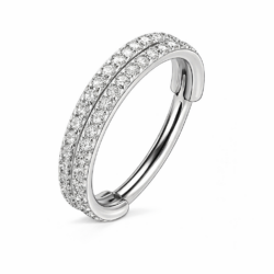 Double Rim CZ Hinged Clicker Ring