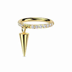 Front CZ Paved Dangle Cone Clicker Ring