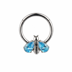 Aqua CZ Bee Clicker Ring