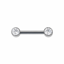 Flat Bezel CZ Front Facing Barbell