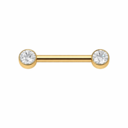 Flat Bezel CZ Barbell